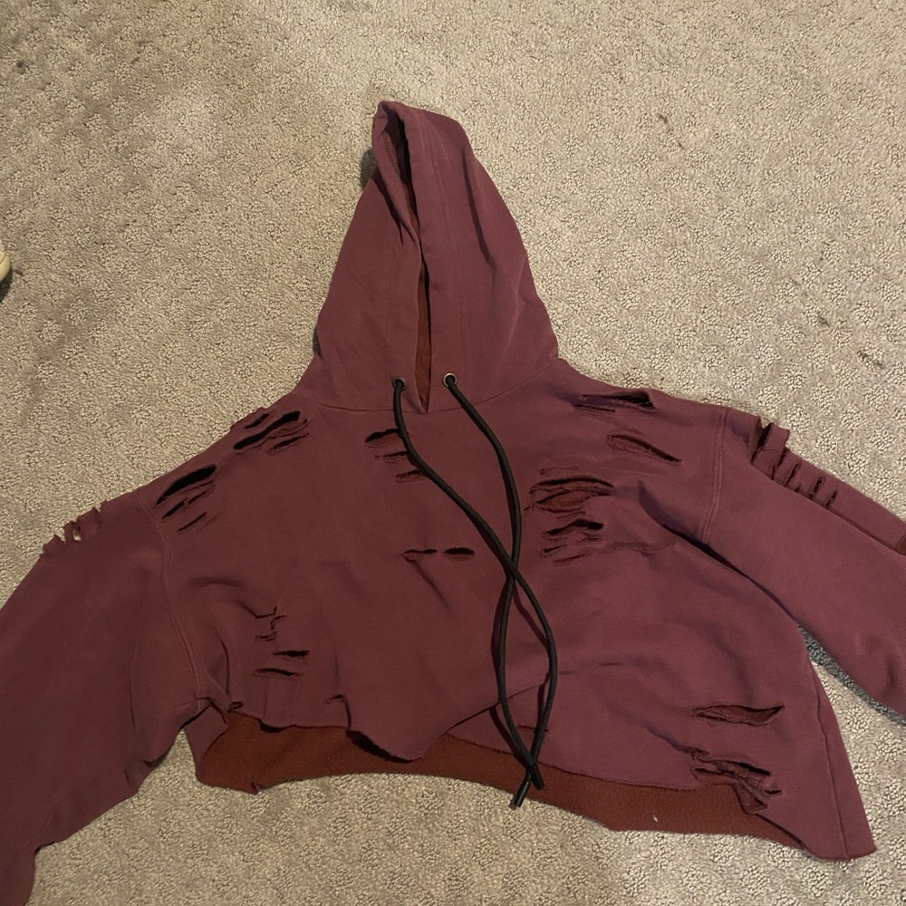 LF cropped distressed hoodie
